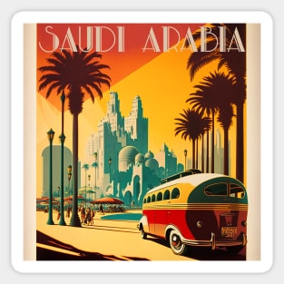 Saudi Arabia Cityscape Vintage Travel Art Poster Sticker